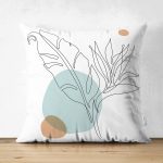 Karakalem Botanik Yaprak Desenli Çift Taraflı Süet Kırlent Kılıfı Realhomes