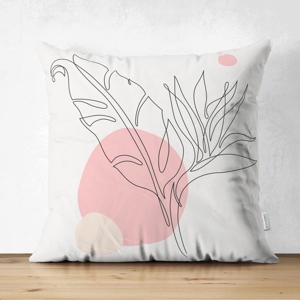 Sarı Zemin Üzerinde Beyaz Ve Gri Yaprak Motifli Çift Taraflı Süet Kırlent Kılıfı Realhomes