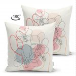 - Suet-K-5378-1 - Realhomes Kırmızı Ve Turucu Şerit Temalı Çiçek Tasarımlı Çift Taraflı Dekoratif Süet Kırlent Kılıfı Realhomes