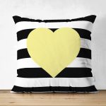 Modern Kalp Desenli Dijital Baskılı Çift Taraflı Dekoratif Süet Yastık Kırlent Kılıfı Realhomes