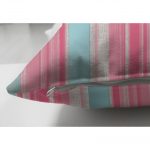 Pembe Mavi Düz Çizgiler Çift Taraflı Özel Tasarım Süet Kırlent Kılıfı Realhomes