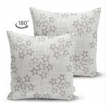 - Suet-K-5385-1 - Realhomes Kot Zeminli Yıldız Motifli Çift Taraflı Dekoratif Dijital Baskılı Süet Kırlent Kılıfı Realhomes