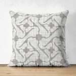 Kot Zemin Üzerinde Soyut Çizimli Çift Taraflı Dekoratif Süet Yastık Kılıfı Realhomes