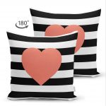 Modern Kalp Desenli Çift Taraflı Dijital Baskılı Dekoratif Süet Yastık Kırlent Kılıfı Realhomes