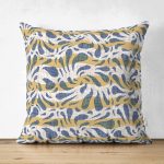 - Suet-K-5391 - Realhomes Gri Zeminde Dalgalı Çizgiler Üzerinde Damla Motifli Çift Taraflı Süet Kırlent Kılıfı Realhomes