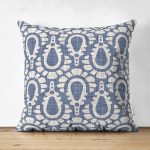 Realhomes Çift Taraflı Lacivert Kot Zeminde Soyut Çizimler Dijital Baskılı Süet Yastık Kılıfı Realhomes