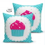 - Suet-K-54-1 - Realhomes Cup Cake Desenli Çift Taraflı Dijital Baskılı Dekoratif Süet Yastık Kırlent Kılıfı Realhomes