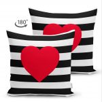 Modern Kalp Desenli Çift Taraflı Dijital Baskılı Dekoratif Süet Yastık Kırlent Kılıfı Realhomes