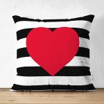 Modern Kalp Desenli Çift Taraflı Dijital Baskılı Dekoratif Süet Yastık Kırlent Kılıfı Realhomes