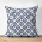 - Suet-K-5402 - Realhomes Gri Zemin Üzerinde Lacivert Soyut Çift Taraflı Dijital Baskılı Dekoratif Süet Yastık Kılıfı Realhomes