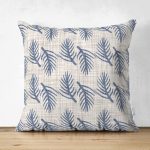 - Suet-K-5409 - Realhomes  Kot Zeminde Yaprak Motifli Çift Taraflı Özel Tasarım Süet Kırlent Kılıfı Realhomes