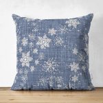 Çift Taraflı Kot Zemin Üzerinde Kar Tanesi Dijital Baskılı Özel Tasarım Süet Yastık Kılıfı Realhomes