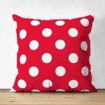 Çift Taraflı Puantiyeli Dijital Baskılı Dekoratif Süet Yastık Kırlent Kılıfı Realhomes