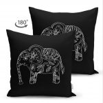 - Suet-K-5421-1 - Realhomes  Çift Taraflı Retro Mandala Fil Desenli Özel Tasarım Süet Kırlent Kılıfı Realhomes