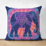 Çift Taraflı Rengarenk Bohem Otantik Etnik Fil Desenli Süet Kırlent Kılıfı Realhomes