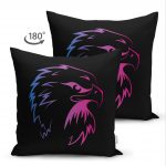 - Suet-K-5442-1 - Realhomes  Çift Taraflı Siyah Zeminde Neon Kartal Motifli Süet Kırlent Kılıfı Realhomes