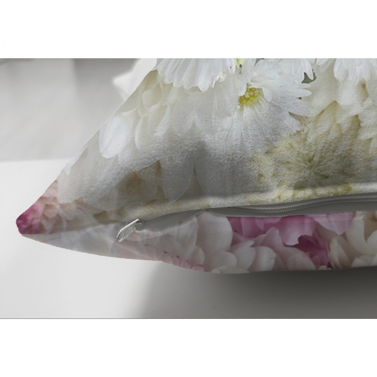 Çift Taraflı Çiçek Demeti Dijital Baskılı Dekoratif Süet Yastık Kırlent Kılıfı Realhomes