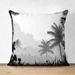 Çift Taraflı Doğa Temalı Palmiye Ağaç Desenli Süet Kırlent Kılıfı Realhomes