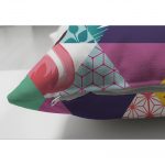 - Suet-K-5514-2 - Realhomes Çift Taraflı Geometrik Üçgen İçerisinde Kuş Dijital Baskılı Süet Kırlent Kılıfı Realhomes