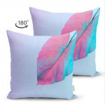 - Suet-K-5518sol-1 - Realhomes Çift Taraflı Toz Mavisi Zeminli Tropik Yapraklı Özel Tasarım Modern Süet Kırlent Kılıfı Realhomes