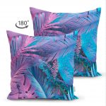 - Suet-K-5523-1 - Realhomes  Çift Taraflı Tropik Yapraklı Özel Tasarım Dijital Baskılı Modern Dekoratif Süet Kırlent Kılıfı Realhomes