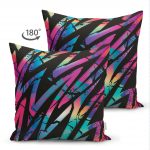 - Suet-K-5525-1 - Realhomes Çift Taraflı Siyah Zemin Üzerinde Neon Zigzag Desenli Dekoratif Süet Kırlent Kılıfı Realhomes