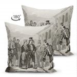 Çift Taraflı Siyah Beyaz Zeminde Kral Ve Kraliçe Motifli Dekoratif Süet Kırlent Kılıfı Realhomes