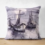 - Suet-K-5569 - Realhomes Çift Taraflı Siyah Beyaz Tekne Desenli Modern Süet Yastık Kılıfı Realhomes