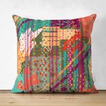 - Suet-K-5578 - Realhomes Çift Taraflı Halı Desenli Dekoratif Süet Kırlent Kılıfı Realhomes