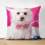 Çift Taraflı Sevimli Köpek Desenli Dijital Baskılı Modern Süet Yastık Kırlent Kılıfı Realhomes