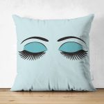 Modern Kirpik Dijital Baskılı Dekoratif Çift Taraflı Süet Yastık Kırlent Kılıfı Realhomes