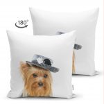 Sevimli Köpek Desenli Dijital Baskılı Modern Çift Taraflı Süet Yastık Kırlent Kılıfı Realhomes