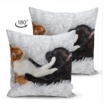 - Suet-K-5656-1 - Realhomes Köpek ve Kedili Dijital Baskılı Modern Çift Taraflı Süet Yastık Kırlent Kılıfı Realhomes