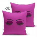 - Suet-K-566-1 - Realhomes Mor Zeminde Kirpik Motifli Dekoratif Çift Taraflı Süet Kırlent Kılıfı Realhomes