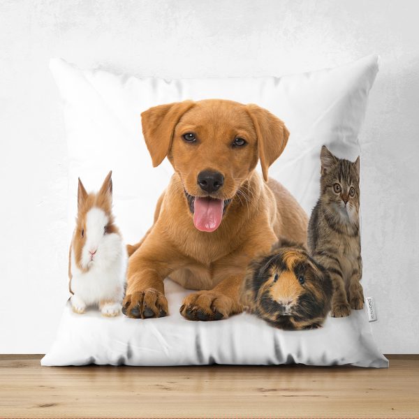 Yılbaşı Kıyafetli Kedi Desenli Dijital Baskılı Modern Çift Taraflı Süet Yastık Kırlent Kılıfı Realhomes