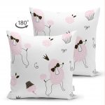 Çizgi Köpek Desenli Dijital Baskılı Modern Çift Taraflı Süet Yastık Kırlent Kılıfı Realhomes