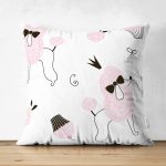 Çizgi Köpek Desenli Dijital Baskılı Modern Çift Taraflı Süet Yastık Kırlent Kılıfı Realhomes