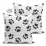 Köpek Ayak İzi Desenli Dijital Baskılı Modern Çift Taraflı Süet Yastık Kırlent Kılıfı Realhomes