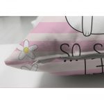 So Sweet Pembe Çizgili Sevimli Kedi Modern Çift Taraflı Süet Yastık Kırlent Kılıfı Realhomes