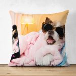 - Suet-K-5680 - Realhomes  Selfie Çekinen Köpek Modern Çift Taraflı Süet Yastık Kırlent Kılıfı Realhomes