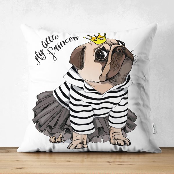 Kulaklıklı Köpek Motifli Dijital Baskılı Modern Çift Taraflı Süet Yastık Kırlent Kılıfı Realhomes