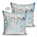 - Suet-K-57-1 - Realhomes  Çift Taraflı Modern Kuş Desenli Dijital Baskılı Dekoratif Süet Yastık Kırlent Kılıf Realhomes