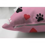 Çift Taraflı Kalpli Köpek ve Kedi Dijital Baskılı Modern Süet Yastık Kırlent Kılıfı Realhomes