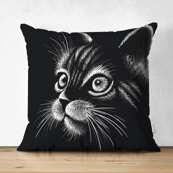 Çift Taraflı Cat-Cula Dijital Baskılı Modern Süet Yastık Kırlent Kılıfı Realhomes