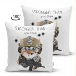 Çift Taraflı Stronger Than You Think Cat Modern Süet Yastık Kırlent Kılıfı Realhomes