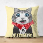 Çift Taraflı Cat-Cula Dijital Baskılı Modern Süet Yastık Kırlent Kılıfı Realhomes