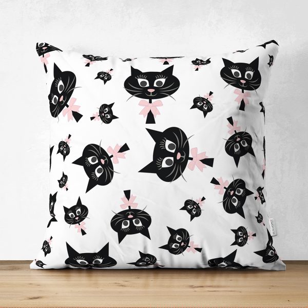 Çift Taraflı Cat-Cula Dijital Baskılı Modern Süet Yastık Kırlent Kılıfı Realhomes