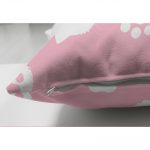 Çift Taraflı Pembe Zeminli Kedi Suretli Modern Süet Yastık Kırlent Kılıfı Realhomes