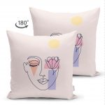 Çift Taraflı Pembe Zeminde Bohemian Özel Tasarım Süet Kırlent Kılıfı Realhomes