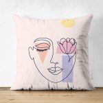 Çift Taraflı Pembe Zeminde Bohemian Özel Tasarım Süet Kırlent Kılıfı Realhomes